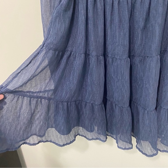 Altar'd State NWT Dark Blue Flowy Smocked Long Sleeve Mini Dress Size Large - Picture 6 of 10